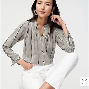 NWT J. Crew ruffleneck classic popover shadow stripe